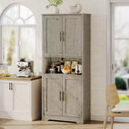 Meuble de cuisine CuisinSmart de 70 pouces de haut, Armoire de rangement sur pied avec 4 portes et étagères réglables, Grand meuble en bois pour bar à café et rangements utilitaires