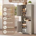 Meuble de cuisine CuisinSmart de 70 pouces de haut, Armoire de rangement sur pied avec 4 portes et étagères réglables, Grand meuble en bois pour bar à café et rangements utilitaires