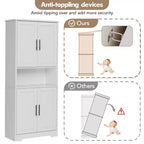 Meuble de cuisine CuisinSmart de 70 pouces de haut, Armoire de rangement sur pied avec 4 portes et étagères réglables, Grand meuble en bois pour bar à café et rangements utilitaires