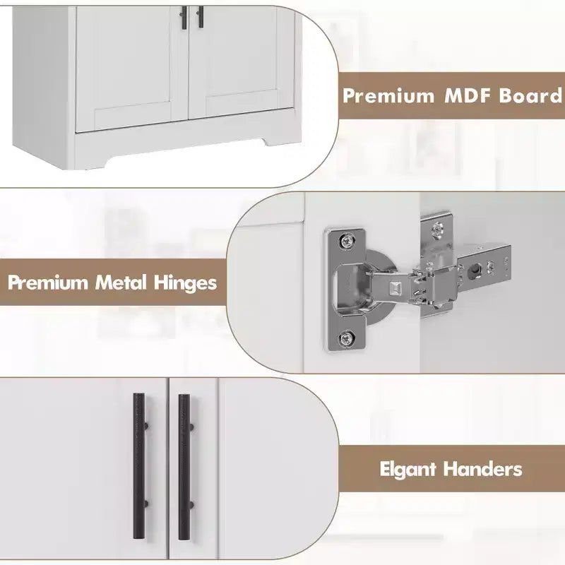 Meuble de cuisine CuisinSmart de 70 pouces de haut, Armoire de rangement sur pied avec 4 portes et étagères réglables, Grand meuble en bois pour bar à café et rangements utilitaires