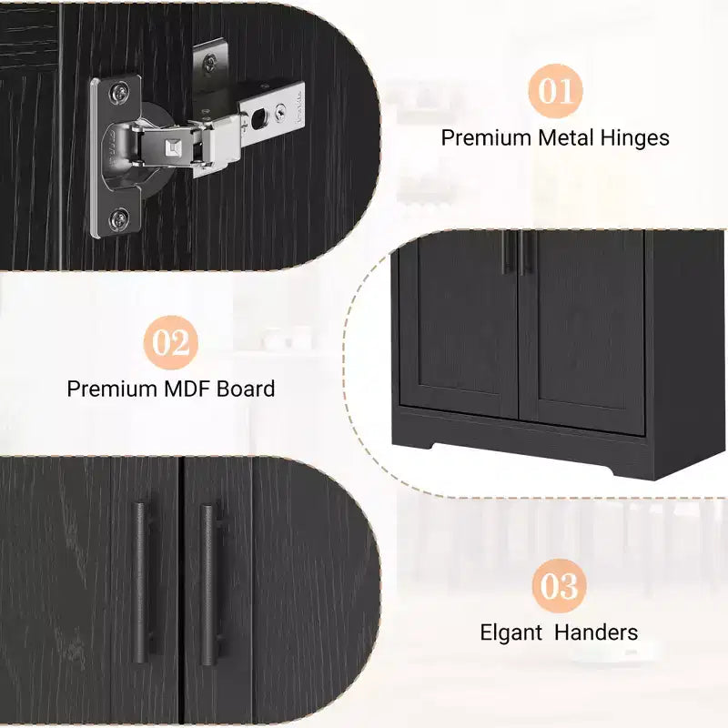 Meuble de cuisine CuisinSmart de 70 pouces de haut, Armoire de rangement sur pied avec 4 portes et étagères réglables, Grand meuble en bois pour bar à café et rangements utilitaires