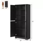 Meuble de cuisine CuisinSmart de 70 pouces de haut, Armoire de rangement sur pied avec 4 portes et étagères réglables, Grand meuble en bois pour bar à café et rangements utilitaires