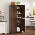 Meuble de cuisine CuisinSmart de 70 pouces de haut, Armoire de rangement sur pied avec 4 portes et étagères réglables, Grand meuble en bois pour bar à café et rangements utilitaires