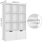 Organisateur de rangement Acekool à 9 cubes avec 2 tiroirs, bibliothèque blanche à 3 niveaux pour chambre d'enfant, salon, bureau et chambre à coucher