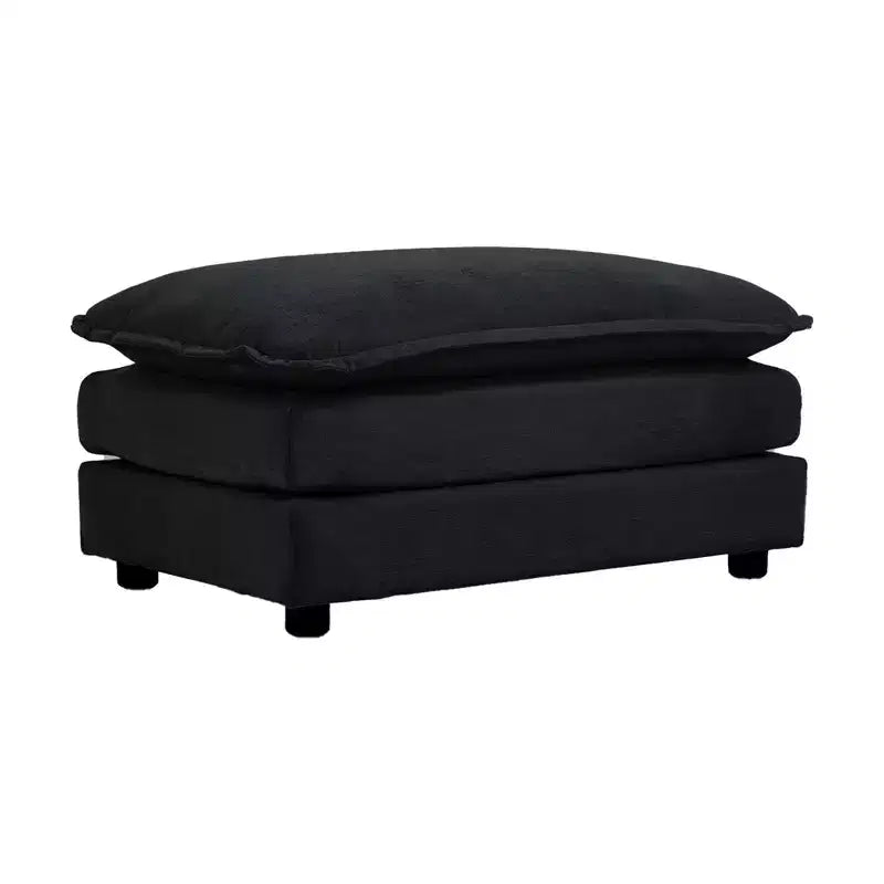 Canapé rembourré 4 pièces 1 canapé 2 places et 2 poufs Causeuse 2 places avec poufs Chenille beige