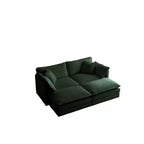 Canapé rembourré 4 pièces 1 canapé 2 places et 2 poufs Causeuse 2 places avec poufs Chenille beige