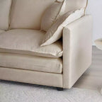 Canapé rembourré 4 pièces 1 canapé 2 places et 2 poufs Causeuse 2 places avec poufs Chenille beige