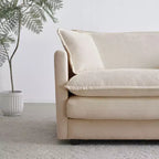 Canapé rembourré 4 pièces 1 canapé 2 places et 2 poufs Causeuse 2 places avec poufs Chenille beige