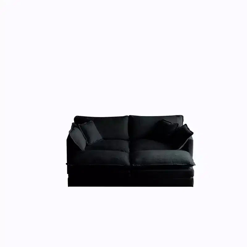 Canapé rembourré 4 pièces 1 canapé 2 places et 2 poufs Causeuse 2 places avec poufs Chenille beige