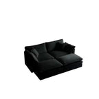 Canapé rembourré 4 pièces 1 canapé 2 places et 2 poufs Causeuse 2 places avec poufs Chenille beige
