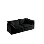 Canapé rembourré 4 pièces 1 canapé 2 places et 2 poufs Causeuse 2 places avec poufs Chenille beige
