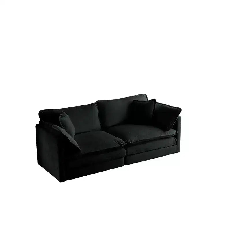 Canapé rembourré 4 pièces 1 canapé 2 places et 2 poufs Causeuse 2 places avec poufs Chenille beige