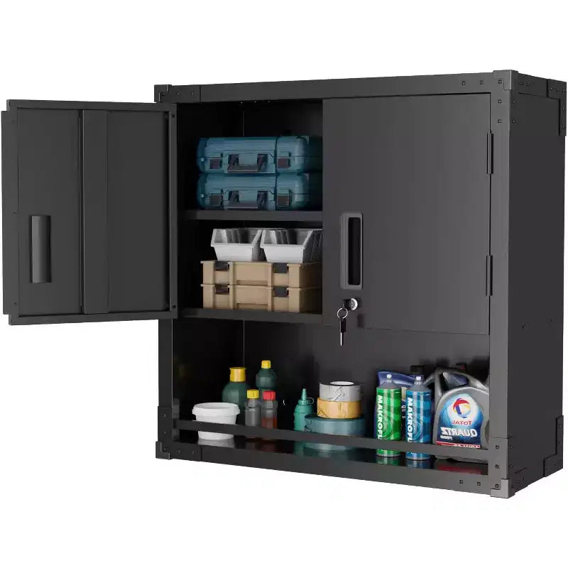 Armoire de rangement de garage VINGLI avec portes verrouillables et étagère réglable, armoire de rangement en métal