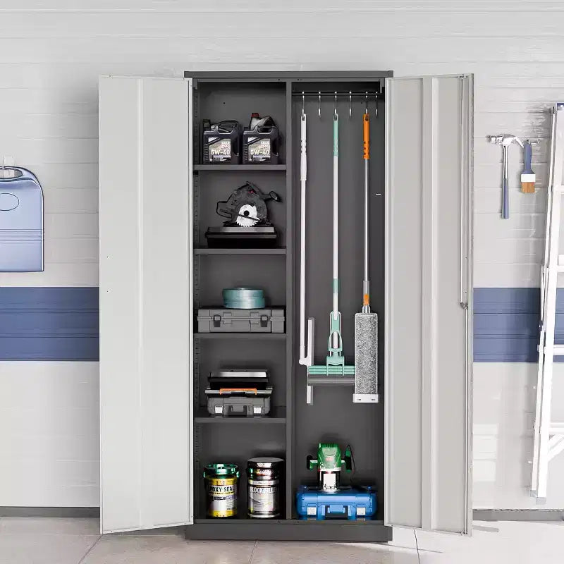 Armoire de rangement de garage VINGLI avec portes verrouillables et étagère réglable, armoire de rangement en métal