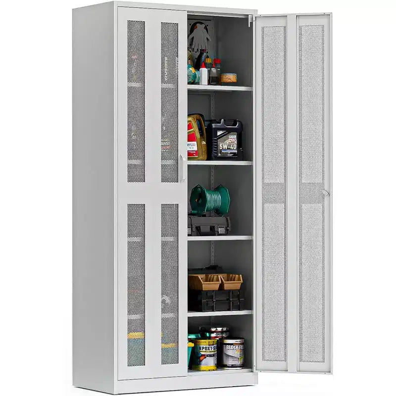 Armoire de rangement de garage VINGLI avec portes verrouillables et étagère réglable, armoire de rangement en métal