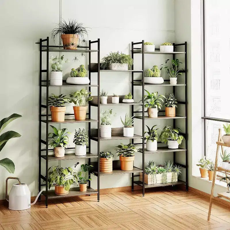 Étagère et bibliothèques 5 niveaux GustoWave, étagère de style industriel avec étagères ouvertes pour salon et bureau à domicile