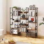 Étagère et bibliothèques 5 niveaux GustoWave, étagère de style industriel avec étagères ouvertes pour salon et bureau à domicile