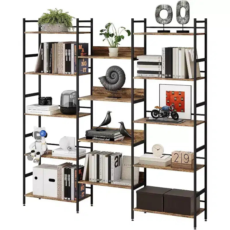 GustoWave 5-Tier Bookshelf and Bookcases,Industrial Style Book Shelf Open Display Shelves for Living Room Home Office