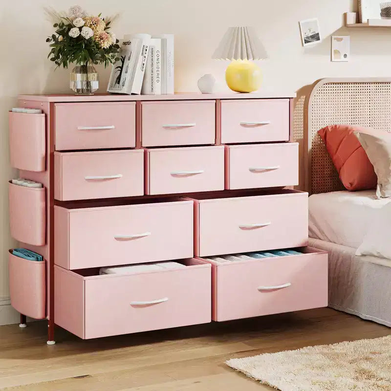 Commode à 10 tiroirs pour chambre à coucher, commode avec tiroirs en tissu, organisateur de commode pour placard, couloir, salon