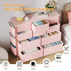 Commode à 10 tiroirs pour chambre à coucher, commode avec tiroirs en tissu, organisateur de commode pour placard, couloir, salon