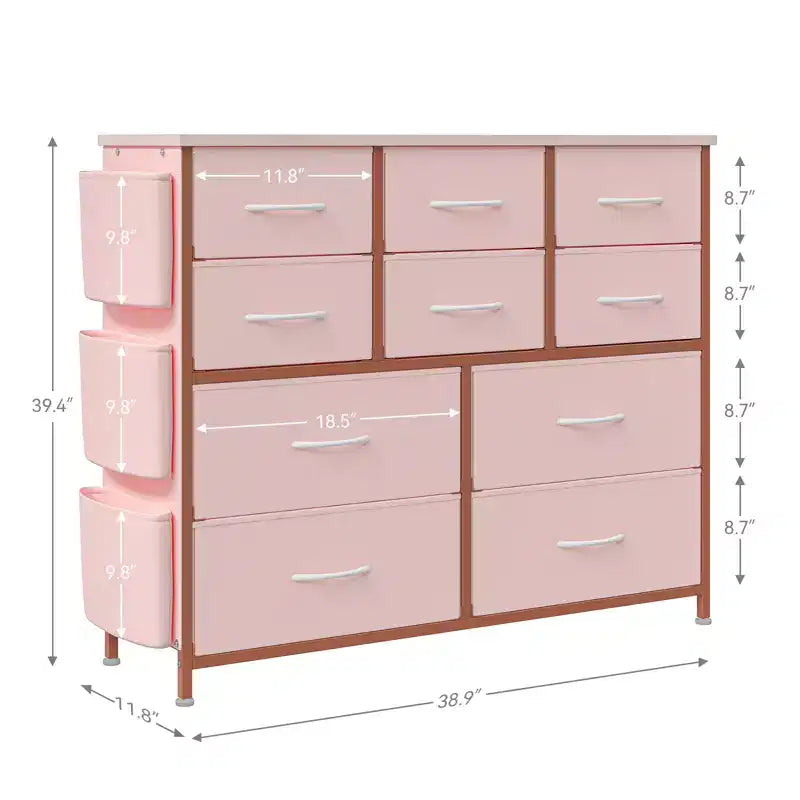 Commode à 10 tiroirs pour chambre à coucher, commode avec tiroirs en tissu, organisateur de commode pour placard, couloir, salon