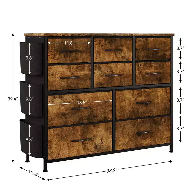 Commode à 10 tiroirs pour chambre à coucher, commode avec tiroirs en tissu, organisateur de commode pour placard, couloir, salon