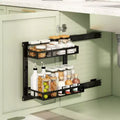 TROPOW Under Sink Storage Organiser, 2 Tier Carbon Steel Pull Out Cabinet Organizer Rack with Sliding Basket, Under Sink Slide Out Storage Shelf