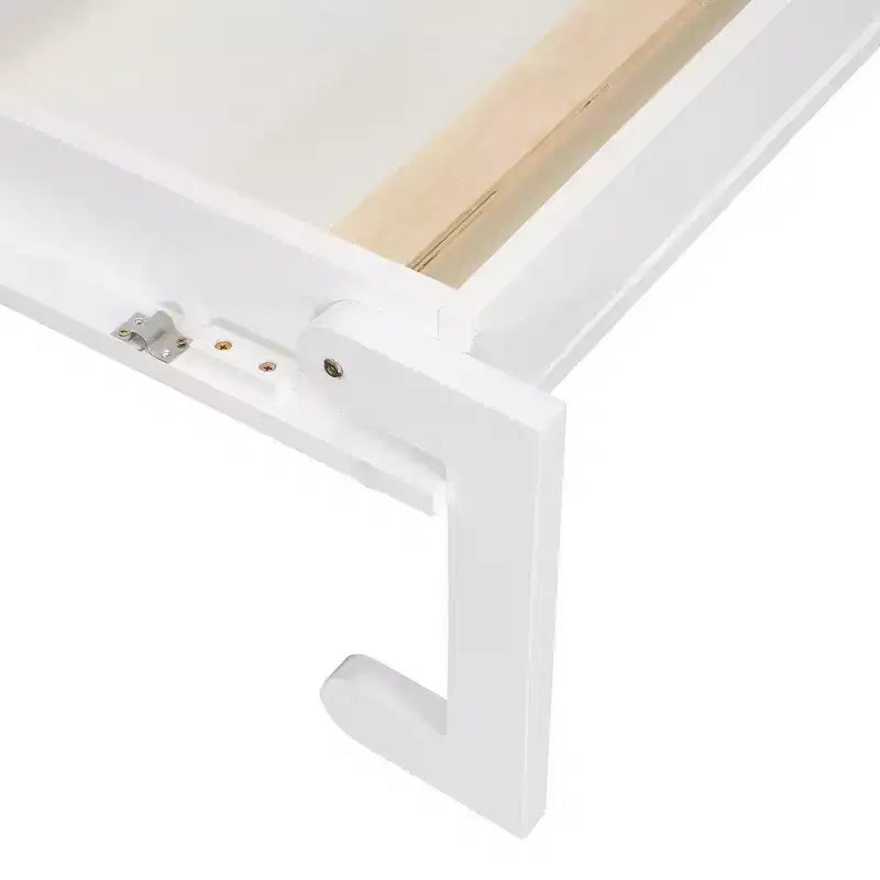 Lit escamotable ModernLuxe taille lit double/grand lit avec placard, tiroirs et table – Lit mural pour petits espaces, blanc