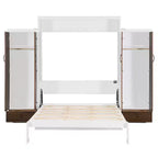 Lit escamotable ModernLuxe taille lit double/grand lit avec placard, tiroirs et table – Lit mural pour petits espaces, blanc