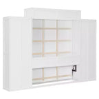 Lit escamotable ModernLuxe taille lit double/grand lit avec placard, tiroirs et table – Lit mural pour petits espaces, blanc