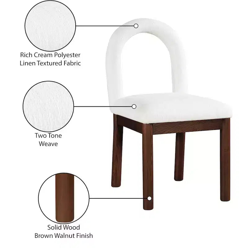 Meridian Furniture, Chaise de salle à manger en tissu texturé lin Conrad