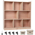 8-Section Classroom Cubbies: Smooth Glazed Storage Cabinet with 4 Casters & 2 Boxes for Home/Daycare/Kindergarten