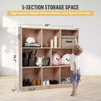 Meuble de Rangement à 8 Compartiments pour Salle de Classe : Armoire Vitrée Lisse avec 4 Roulettes et 2 Boîtes pour Maison/Crèche/Maternelle