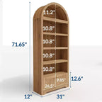 Garde-manger haut arqué de 71 po, meuble de rangement autoportant à 6 niveaux avec tiroir, étagère à livres blanche moderne avec étagères ouvertes et conception anti-basculement