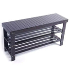 Étagère à Chaussures en Bambou avec Assise - Banc de Rangement 3 Niveaux, Organiseur Multifonctionnel de 90 cm pour Entrée, Couloir et Placard