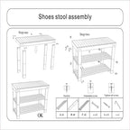Étagère à Chaussures en Bambou avec Assise - Banc de Rangement 3 Niveaux, Organiseur Multifonctionnel de 90 cm pour Entrée, Couloir et Placard