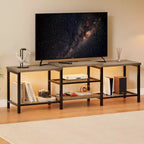 GustoWave Meuble TV Large pour téléviseurs jusqu'à 75 pouces, Centre de divertissement avec prise de courant et 3 étagères de rangement ouvertes