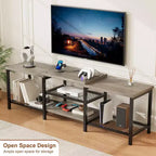 GustoWave Meuble TV Large pour téléviseurs jusqu'à 75 pouces, Centre de divertissement avec prise de courant et 3 étagères de rangement ouvertes