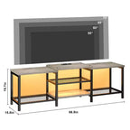 GustoWave Meuble TV Large pour téléviseurs jusqu'à 75 pouces, Centre de divertissement avec prise de courant et 3 étagères de rangement ouvertes