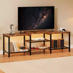 GustoWave Meuble TV Large pour téléviseurs jusqu'à 75 pouces, Centre de divertissement avec prise de courant et 3 étagères de rangement ouvertes