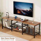 GustoWave Meuble TV Large pour téléviseurs jusqu'à 75 pouces, Centre de divertissement avec prise de courant et 3 étagères de rangement ouvertes