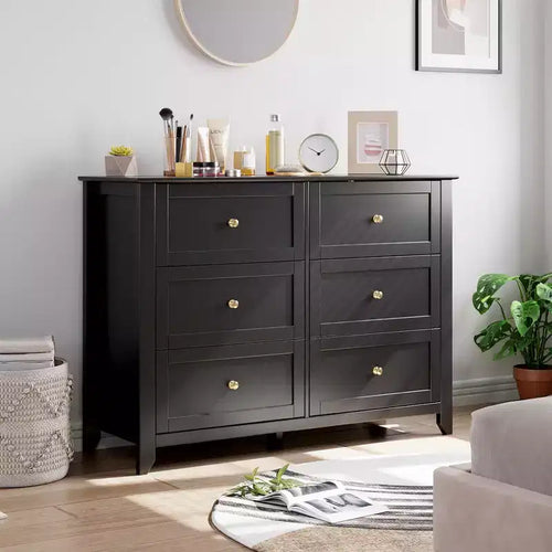 6 Chest of Drawer Dresser Storage Cabinet, Modern Wood Organizer TV Stand Console Table for Living Room, Entryway