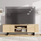 Meuble TV industriel GustoWave pour téléviseur de 80 pouces, centre de divertissement moderne avec 2 tiroirs, meuble multimédia en MDF avec texture bois élégante