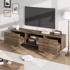 Meuble TV industriel GustoWave pour téléviseur de 80 pouces, centre de divertissement moderne avec 2 tiroirs, meuble multimédia en MDF avec texture bois élégante