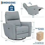 Fauteuil inclinable pivotant, fauteuil à bascule inclinable en cuir PU avec repose-pieds réglable et accoudoir incurvé, canapé inclinable moderne pour salon