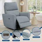 Fauteuil inclinable pivotant, fauteuil à bascule inclinable en cuir PU avec repose-pieds réglable et accoudoir incurvé, canapé inclinable moderne pour salon