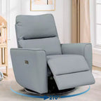 Fauteuil inclinable pivotant, fauteuil à bascule inclinable en cuir PU avec repose-pieds réglable et accoudoir incurvé, canapé inclinable moderne pour salon
