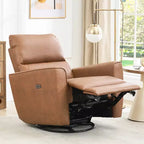 Fauteuil inclinable pivotant, fauteuil à bascule inclinable en cuir PU avec repose-pieds réglable et accoudoir incurvé, canapé inclinable moderne pour salon