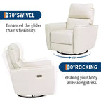 Fauteuil inclinable pivotant, fauteuil à bascule inclinable en cuir PU avec repose-pieds réglable et accoudoir incurvé, canapé inclinable moderne pour salon