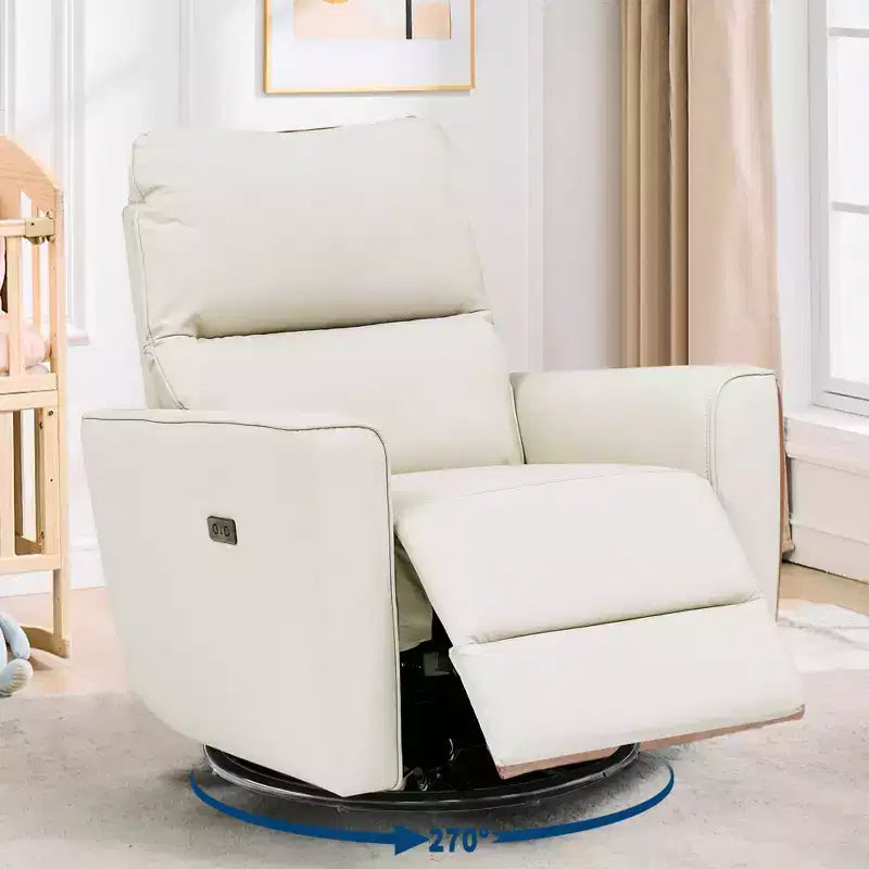Fauteuil inclinable pivotant, fauteuil à bascule inclinable en cuir PU avec repose-pieds réglable et accoudoir incurvé, canapé inclinable moderne pour salon